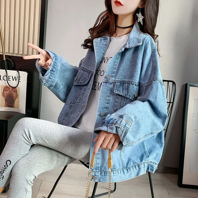 2023 Spring and Autumn Korean New Blue Denim Coat Loose and Beautiful Youth Trend Short Fashion Denim Coat