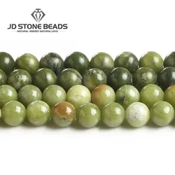 4/6/8/10/12mm Natural Stone Beads Smooth Southern Jade Round Loose Beads For Jewelry Making DIY Bracelet Necklace Accessory 15'