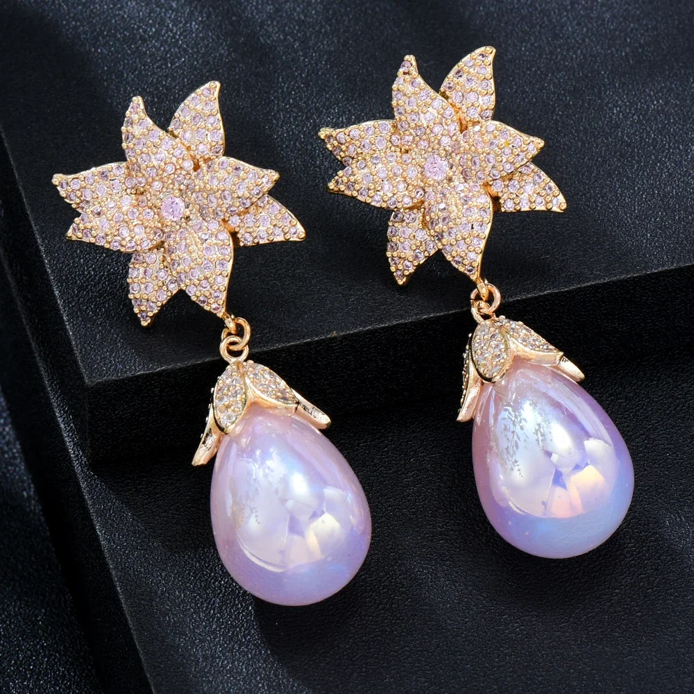 

Kellybola Sweet Romantic Candy Pearl Pendant Earrings For Women Wedding Holiday Party Occasion Jewelry High Quality New Sky Blue