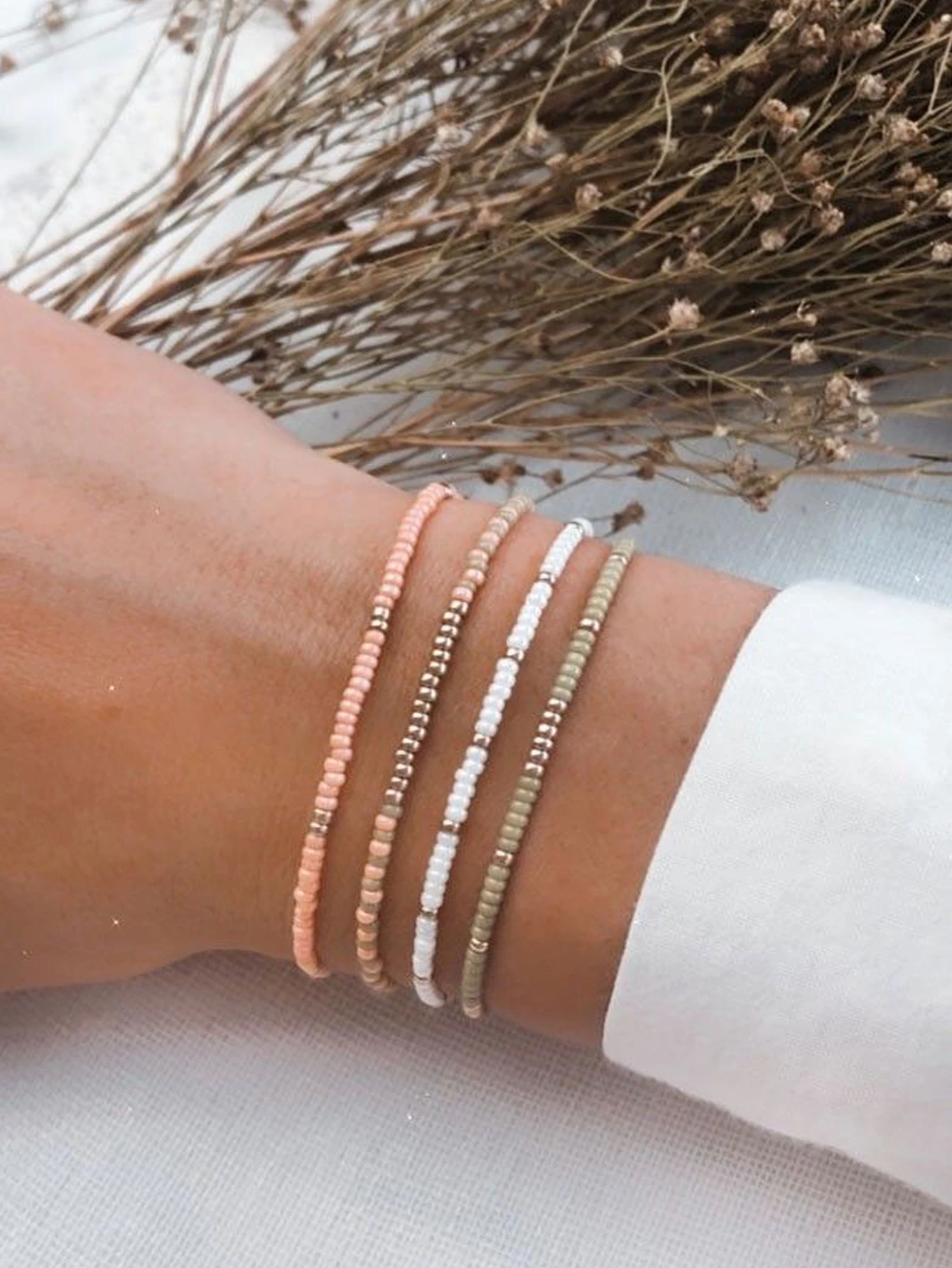 4 Uds. Conjunto de pulsera elástica con cuentas coloridas bohemias, accesorios de joyería para vacaciones