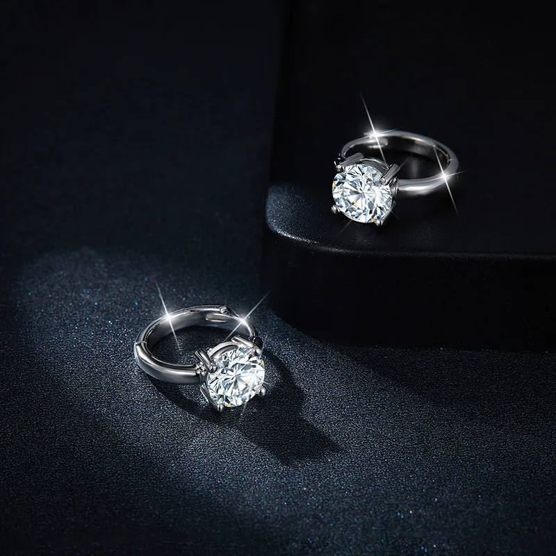 SONGYUN Moissanite Diamond Jewelry 4 Prong 1 Carat Moissanite Earrings Pass Diamond Tester 18K Gold Plated Solid S925 Sterling