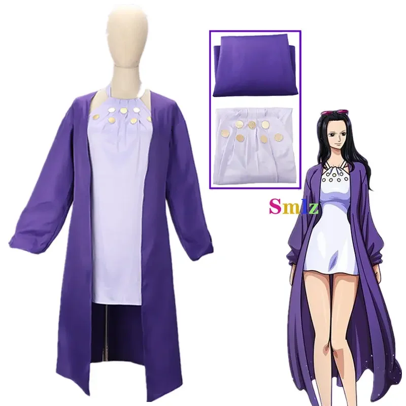 Film Red Nico Robin Cospaly Anime Costume Woman Miss Allsunday Purple Trench Coat Dress Cos Set