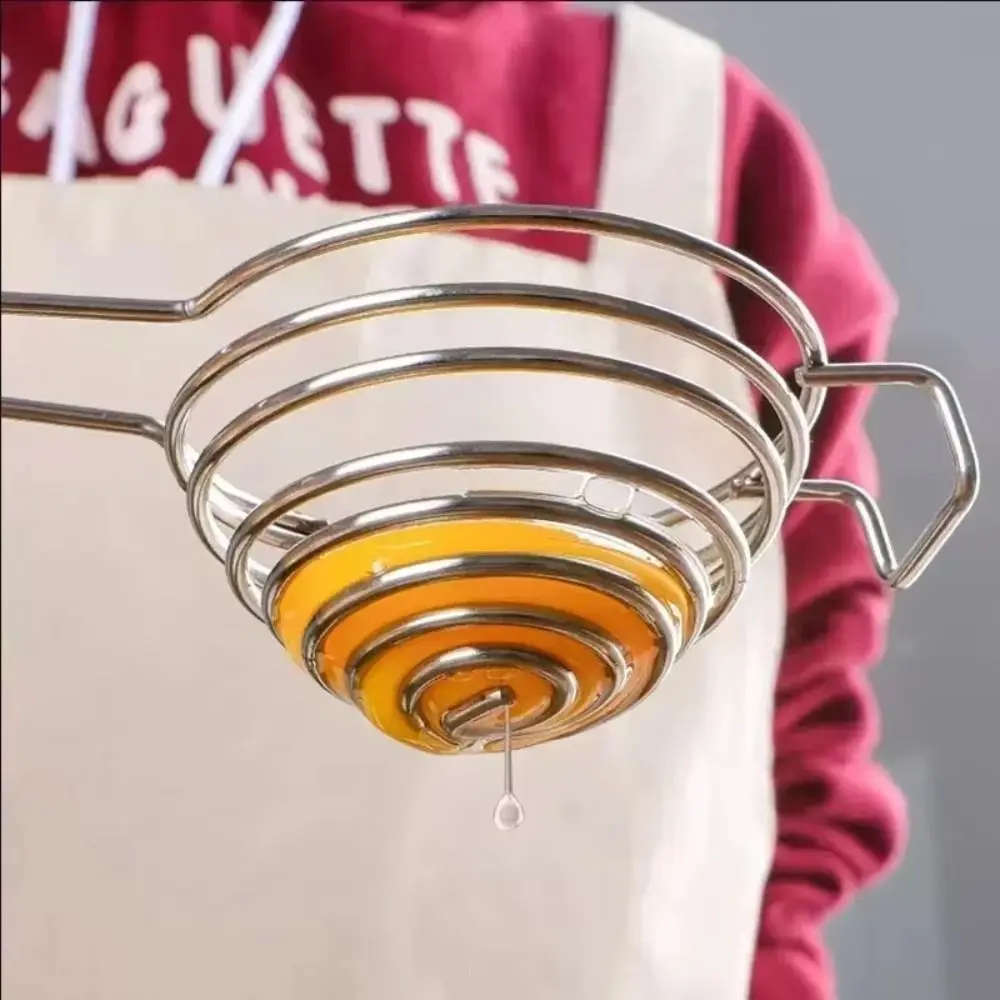 New Stainless Steel Egg Divider Long Handle Kitchen Gadgets Egg Filter Circles Funnel Egg Yolk Separator image 5