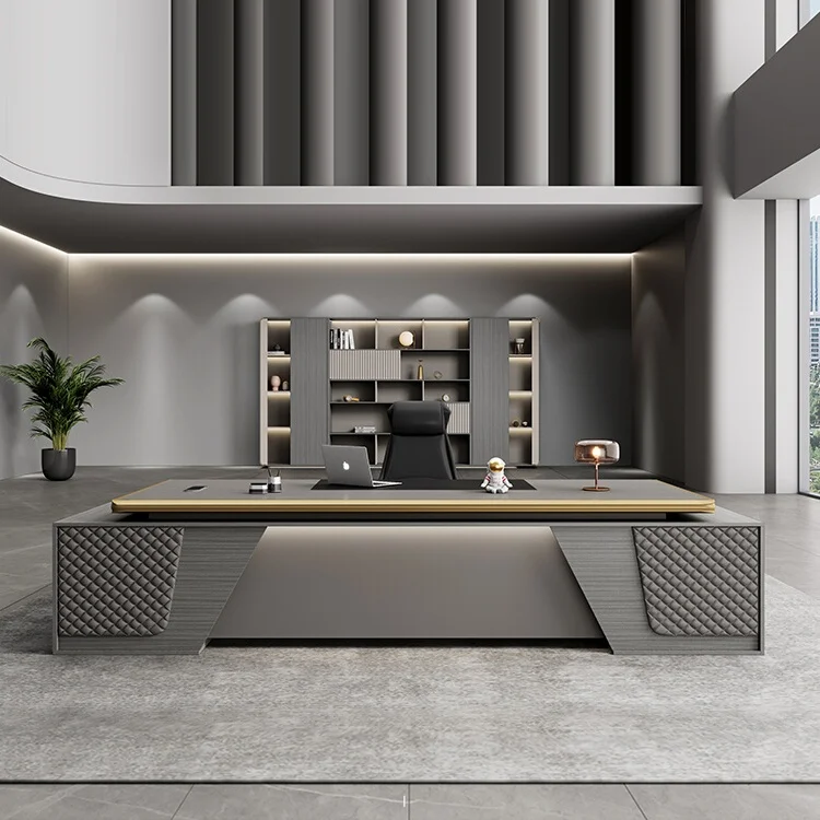 Modern Executive Boss Desk With Panel Design Easy Assembly Luxury Desk For Manager And CEO Extendable Office Furniture