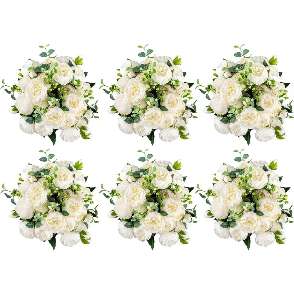 

Artificial Flowers Wedding Peony Bouquet 24 Pcs Peonies Flower Fake Flower for Table Centerpieces Decoration for Party Decor