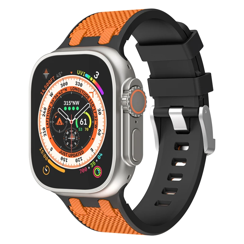 Suitable for Apple Watch Series 1~9 Generation/Se Apple Sports Style Farmhouse Oak Silicone Strap image 3