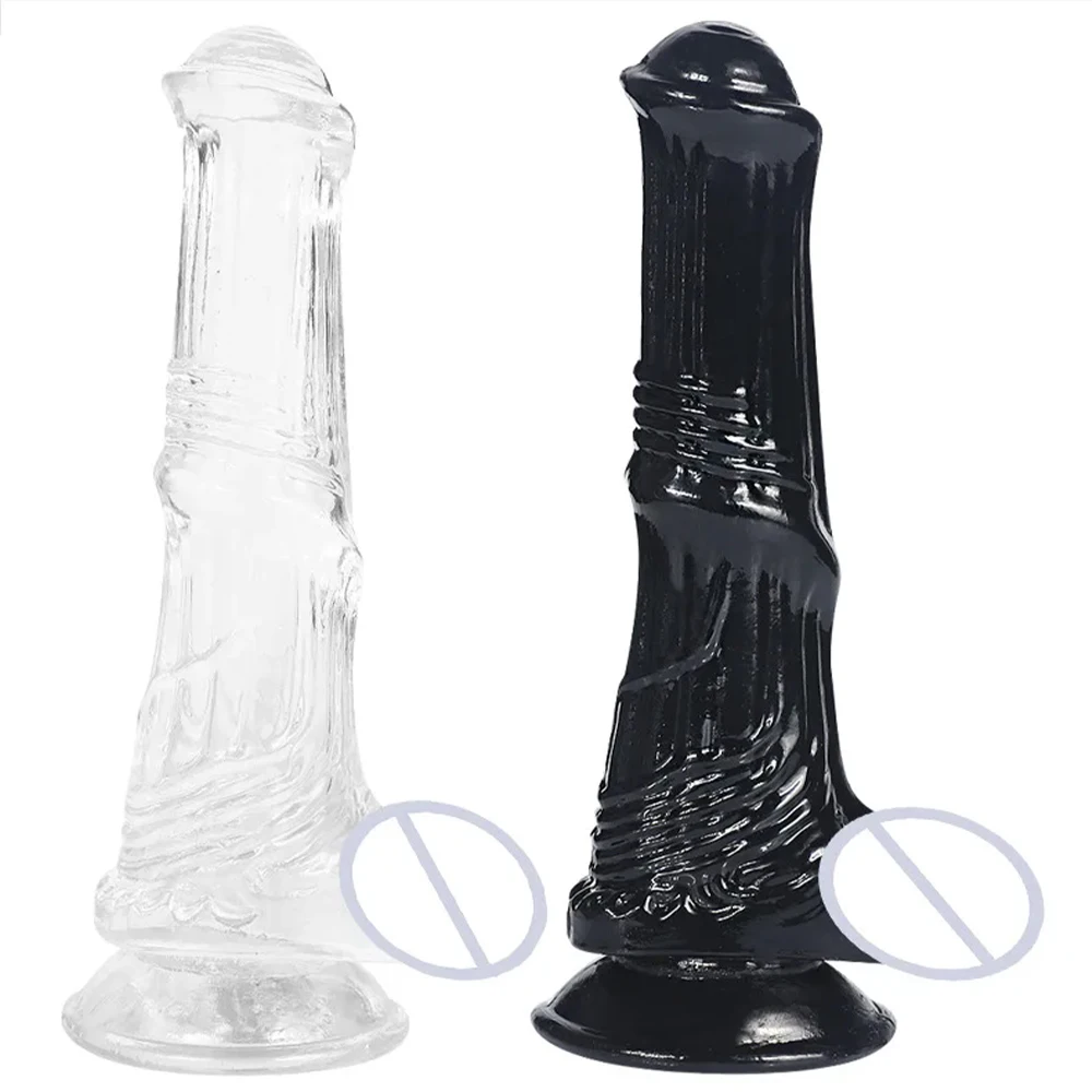 Four Sizes Huge Transparent Black Color Horse Monster TPE Dildos Realistic Big Fake Penis With Strong Suction Cup Adult Sex Toys