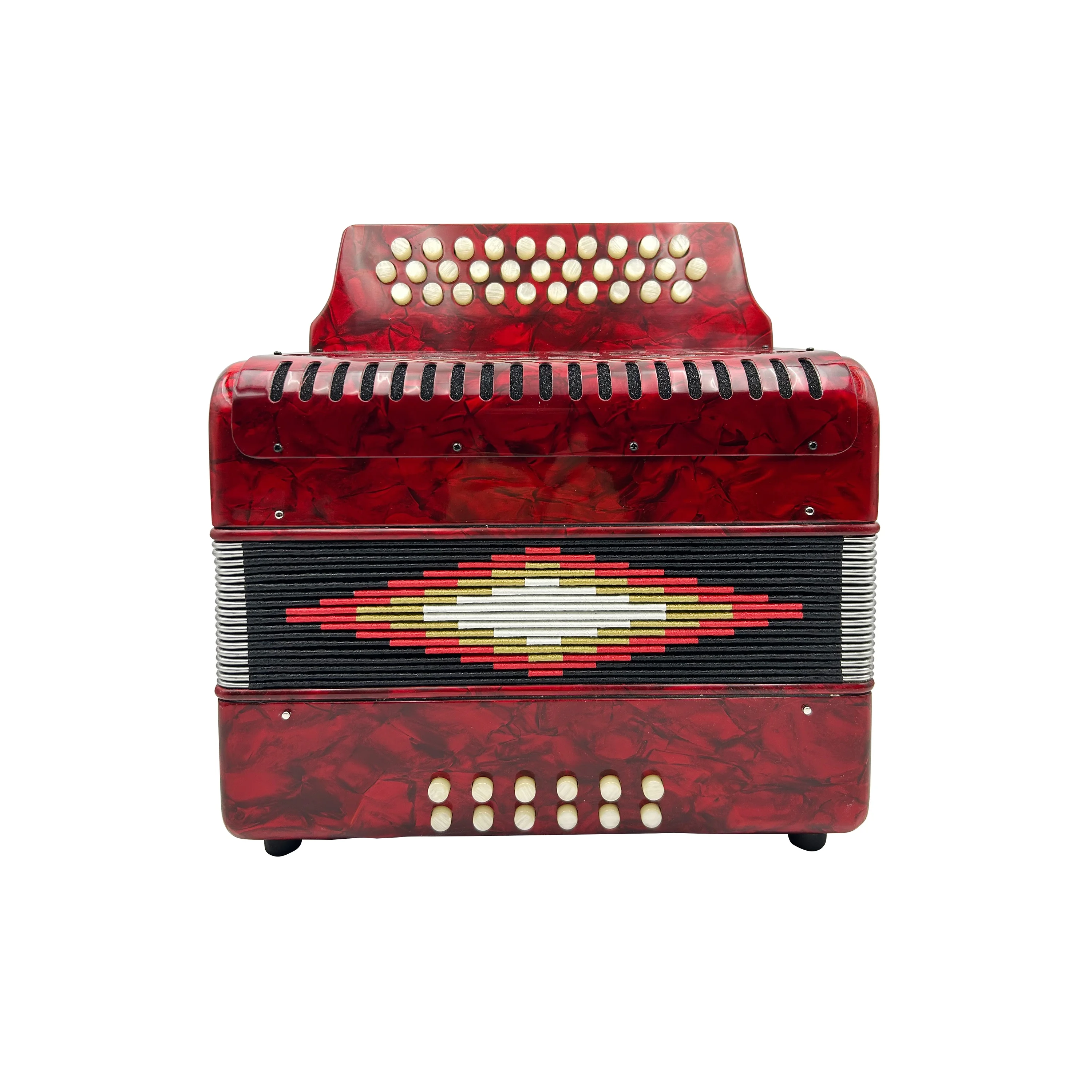 Professional Diatonic Accordion Instrument 31 Buttons with 12 Bass Red Button Acordeon JB3112A Made of Wood