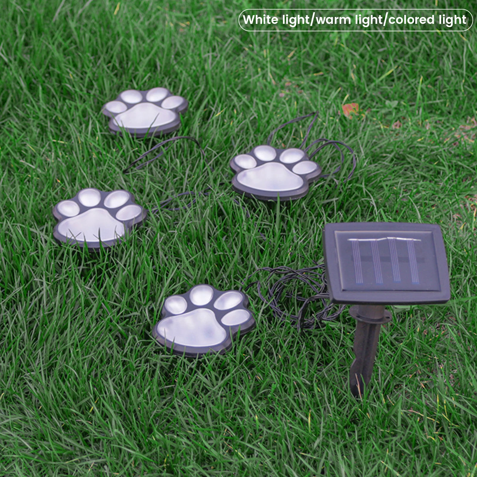 Dog Paw Print Solar LED Lights Floor lamp Garden Decor 4 in 1 Waterproof Solar Lights String Lamp for Outdoor Patio Lawn Decor