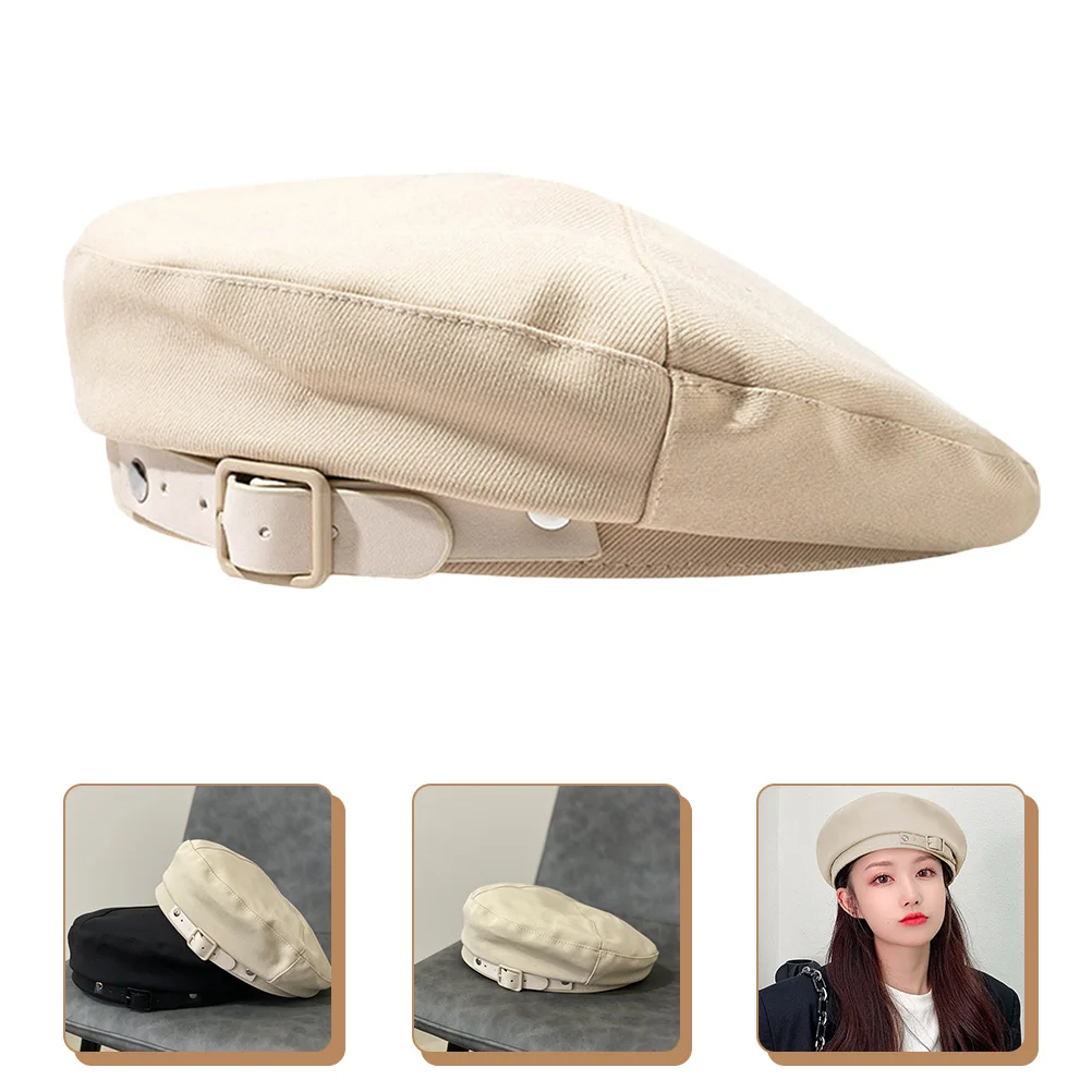 

Vintage Beret Hat Solid Color Simple French Style Windproof Sun Protection Beret Caps for Women Girls Daily Casual