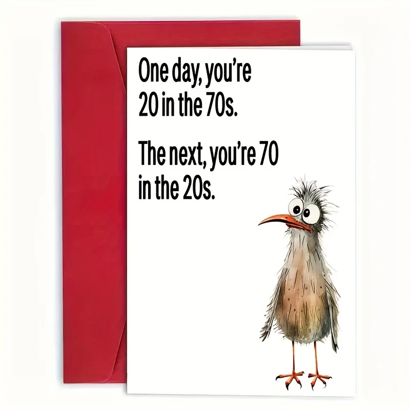 1PC Funny 70th Birthday Card Dad Brother Birthday Cards Funny Getting Older Bird Birthday Card Greeting Card With Envelope