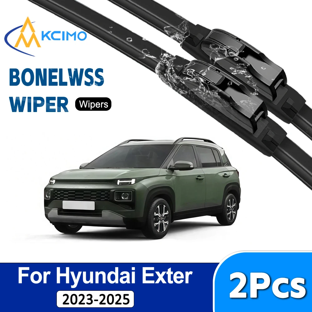 Windscreen Wipers 2pcs/Set For Hyundai Exter AI3 CUV 2023-2025 Rubber Front Windshield Wiper Blades for Full Contact Cleaning