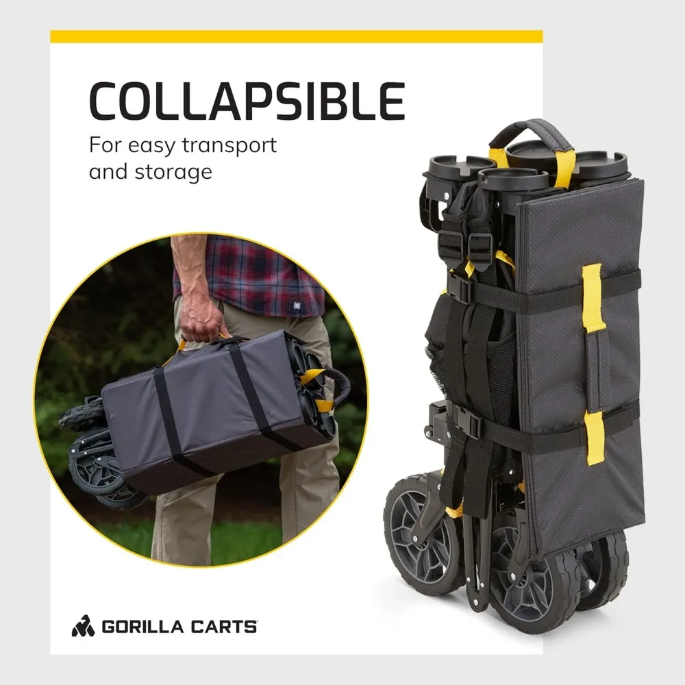 عربة أدوات خارجية قابلة للطي مع سرير 7 أقدام مكعبة، سعة تحميل 150 رطلاً، أسود - عربة دوارة قابلة للطي لأقصى قدر من الراحة