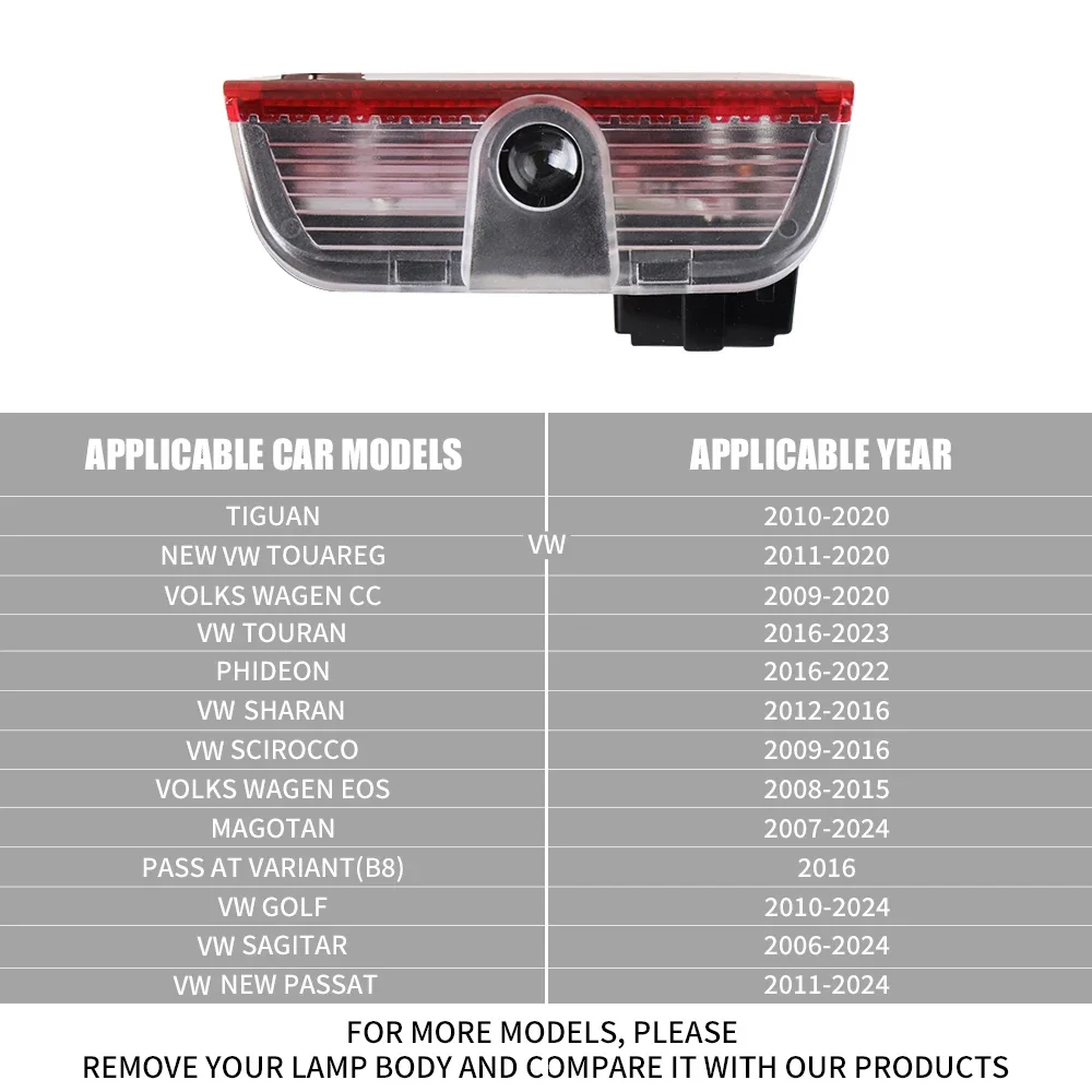 2Pcs For VW Touareg Passat B6 B7 B8 B9 Golf MK6 MK7 Jetta GTI R LED Car Door Projector Welcome Ghost Shadow Light Accessories view 5