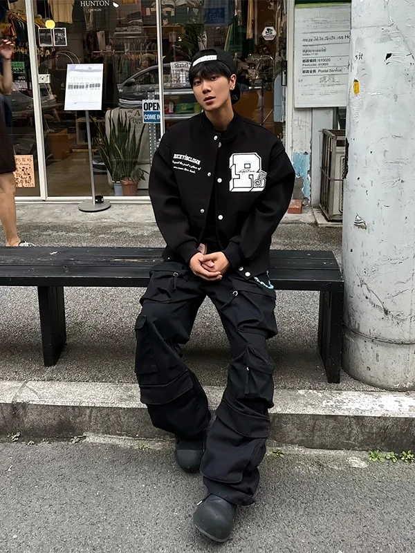 

Мужская куртка-бомбер с вышитыми буквами, в стиле Cleanfit, для ранней осени, с нашивкой Bae, в американском уличном стиле