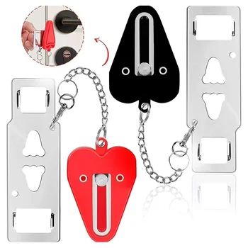 1/2 pçs segurança portátil fechadura da porta trava sem broca manual dispositivos do quarto do hotel para adicionar furos de segurança removível para segurança em viagens