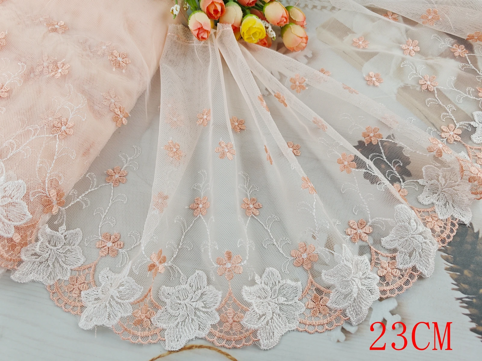 Wholesale Lot 1 Yards Delicate Embroidered flower Pink/Purple/Red/White/Black tulle lace trim DIY/sewing/Wedding Lace AC1