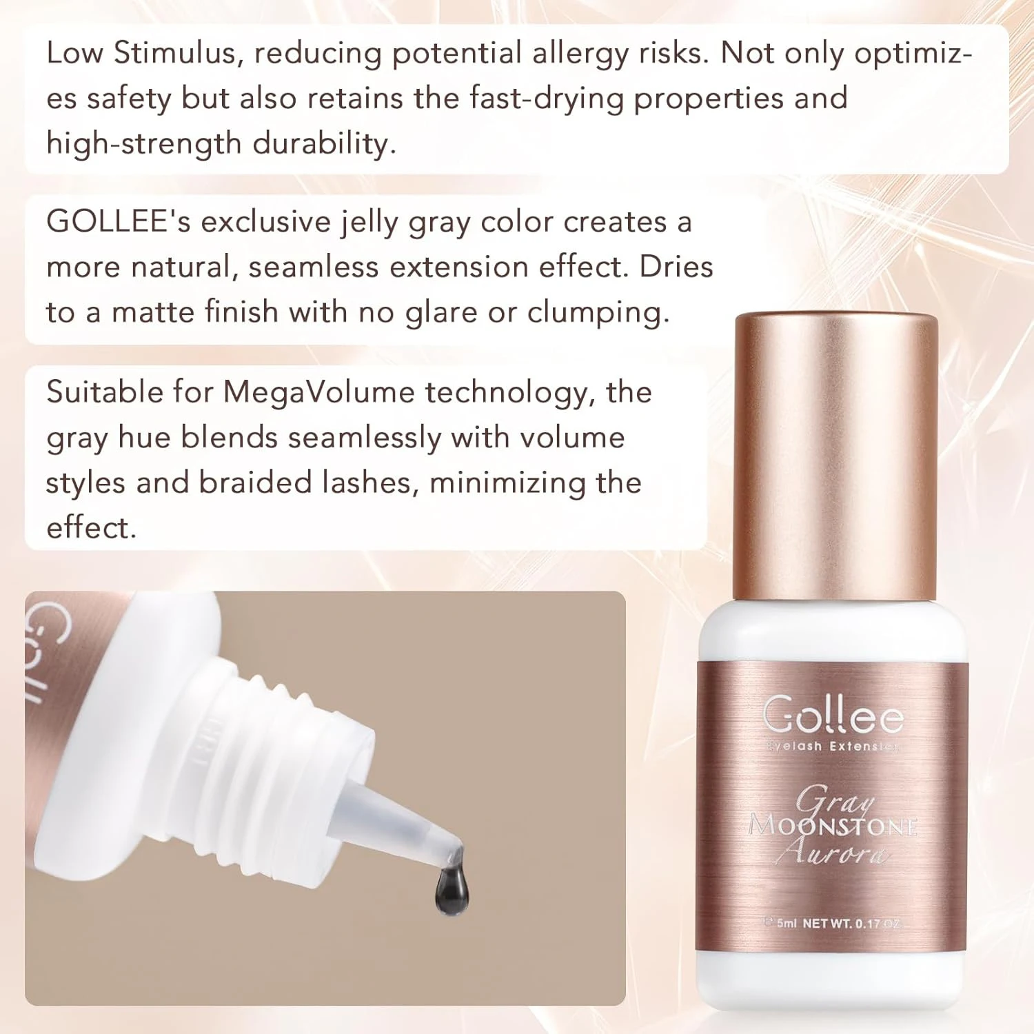 Gollee Professional Eyelash Extension Glue 10PCS 0.5s Fast Drying, Super Long Lasting Waterproof Low Irritation, All Weather Use