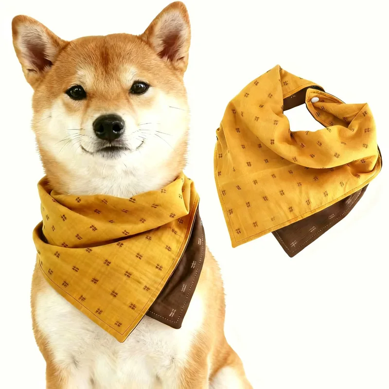 Reversible Double Sided Pet Bandana Color Block Dog Triangle Scarf Adjustable Neck Strap Soft Pet