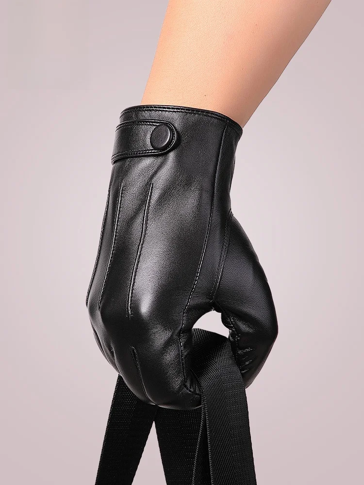 kangaroo-faion-goat-leather-touchscreen-gloves-men's-thin-winter-warm-driving-motorcycle-riding-leather-gloves-for-cycling