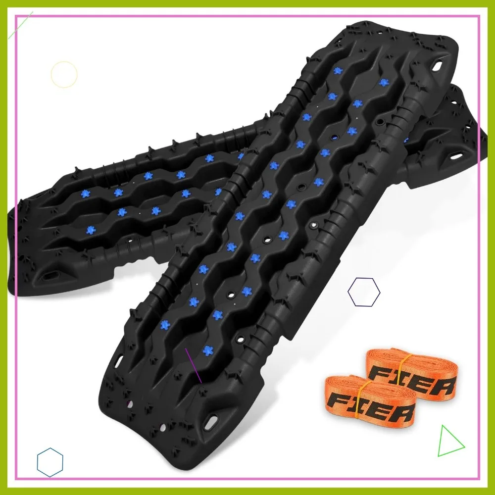 

Large Off-Road Traction Boards, 2-Piece Recovery Mats for Sand Mud Snow in Vehicles Trucks Jeeps SUVs, Black with Blue