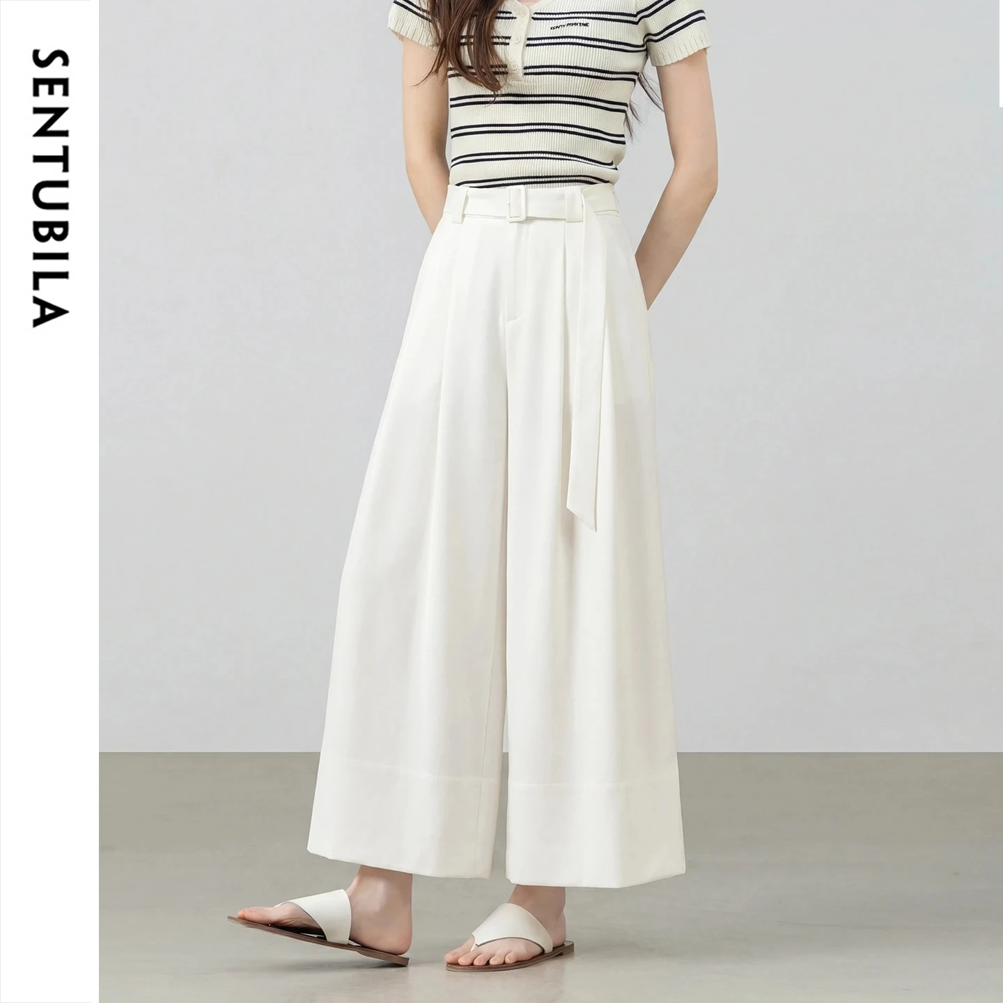 SENTUBILA Women's Skirt Pants 2026 Summer Loose Casual Wide Leg Crop Pant Elegant Ladies Trousers Woman Clothing 162KF6579X
