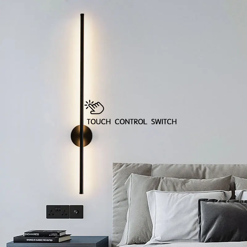 Black Touch Switch Dimming LED Wall Lamp Wall Lights for Bedroom Living Room Indoor 8w 12w 16w 20w LED Wall Sconce for Corridor