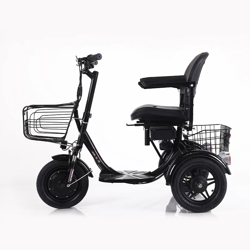 3 Wheel Motorcycle Electric Tricycle Elderly 300W 48V Electric Scooter For Disabled 12 Inch e Scooter With 2 Basket Armrest Seat