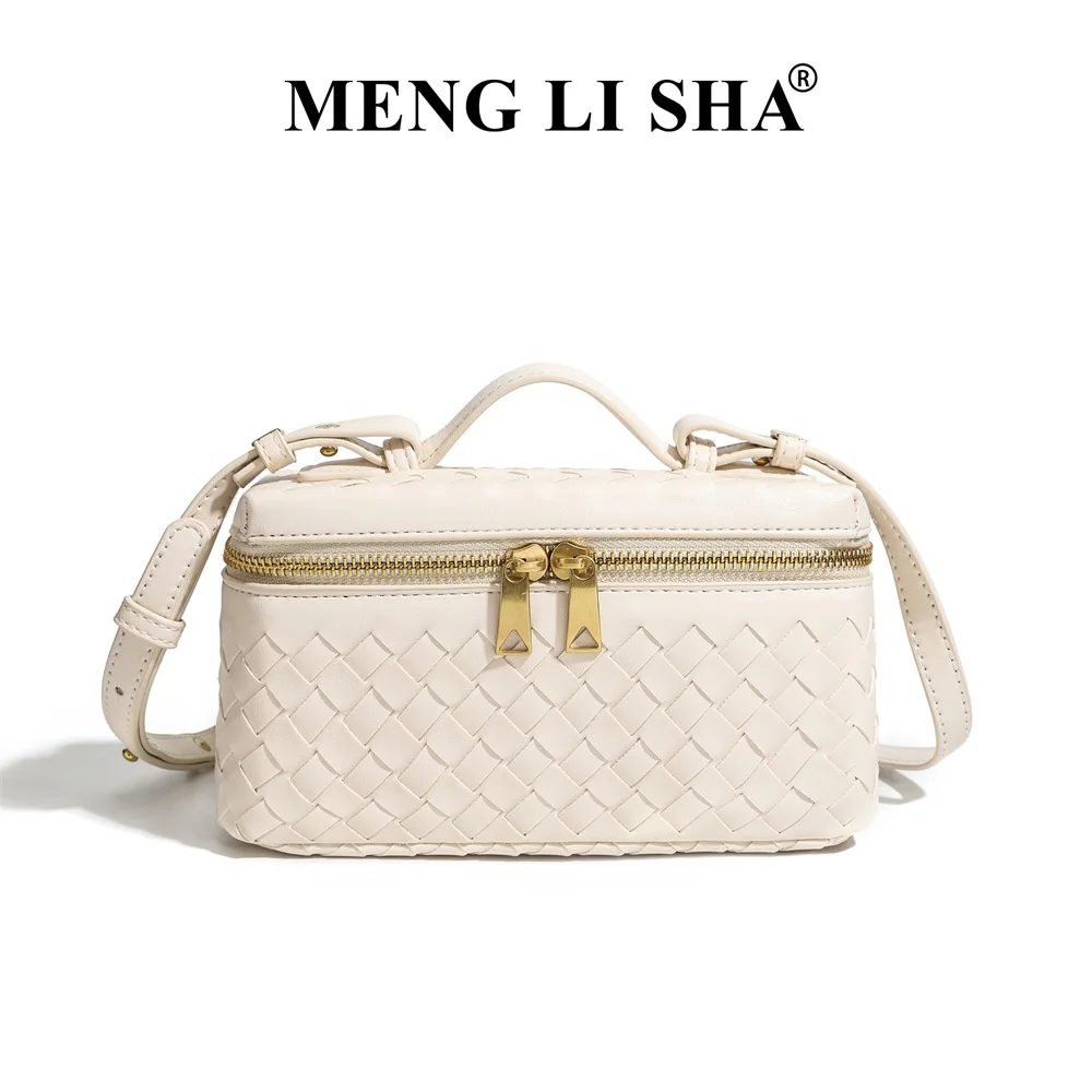MENGLISHA Box Bag Crossbody Geweven Handtas, Veelzijdige Tote, Lunchbox-stijl, Boston Draagtas, Trendy Kleine Vierkante Schoudertas