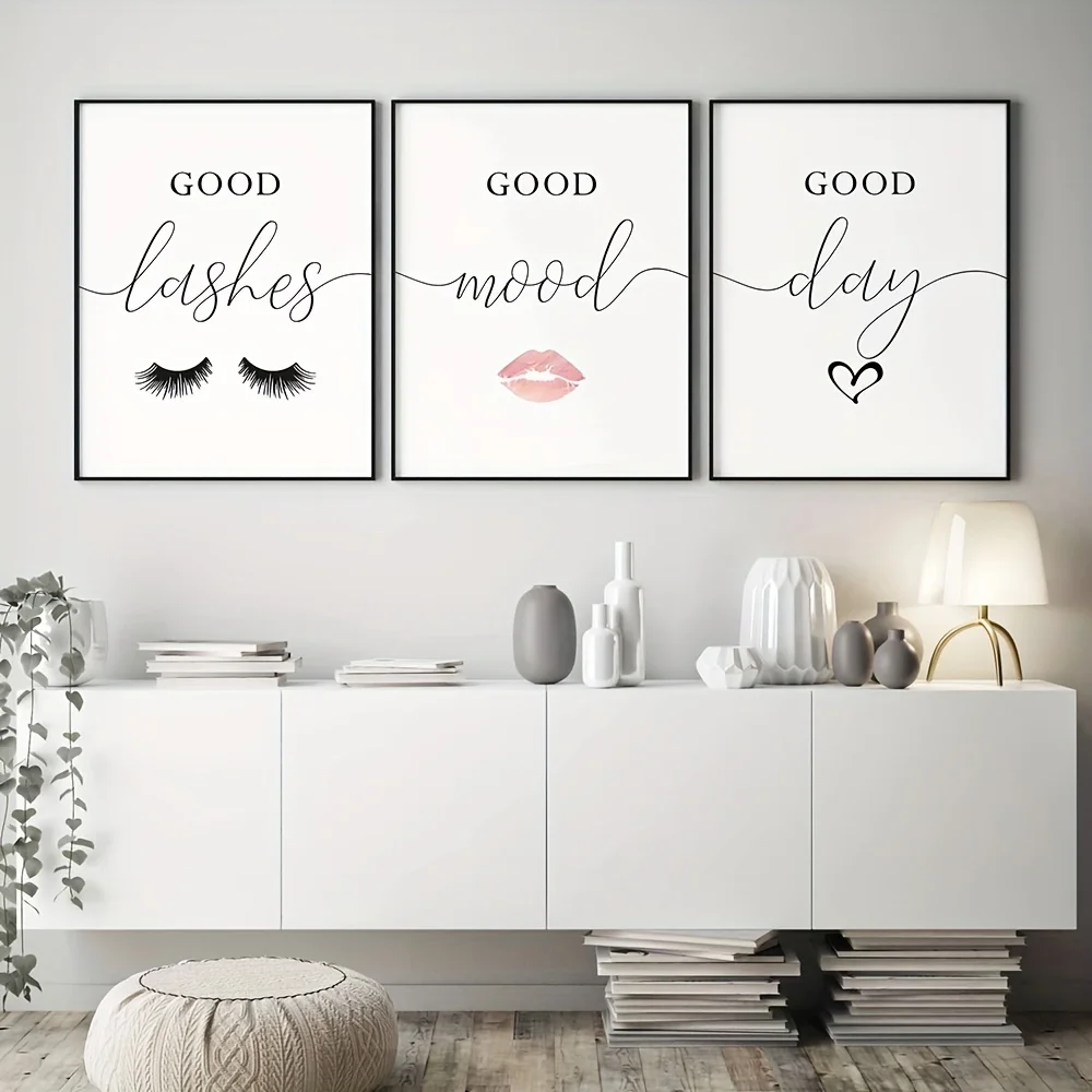 3pcs Eyelashes Makeup Vanity Lashes Wall Art Posters And Prints Living Room Girl\'s Bedroom Decorative Canvas Paintings