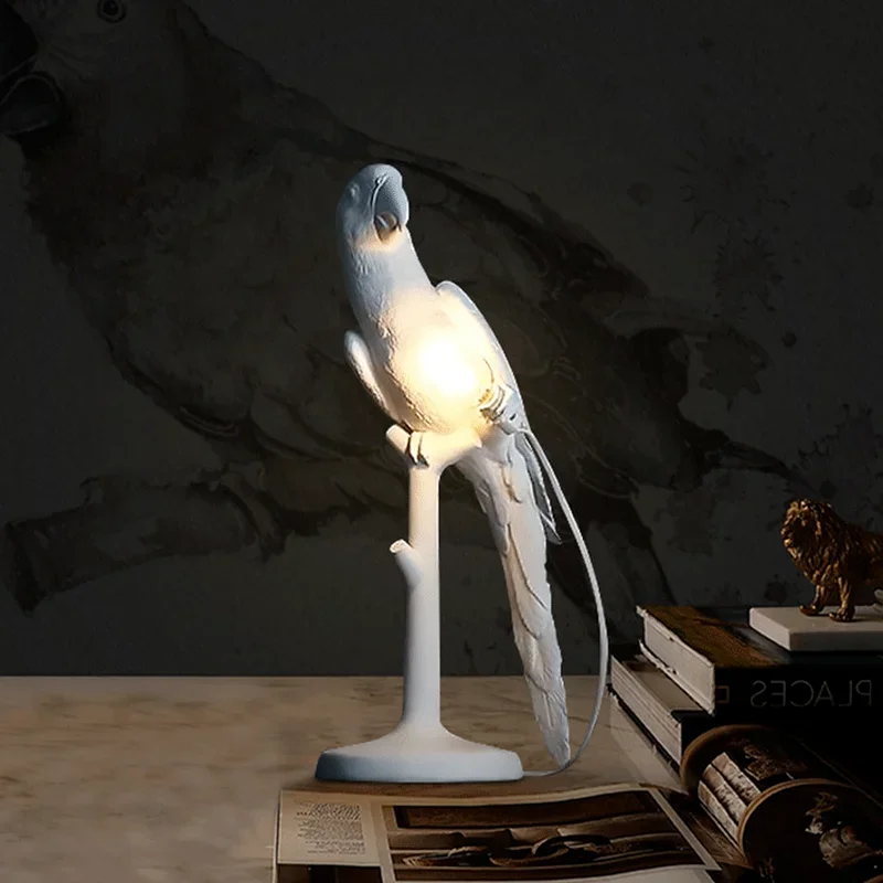 creative resin animal parrot table lamps Nordic living room bedroom study children's room bedside desk lamp Decor Light Fixtures