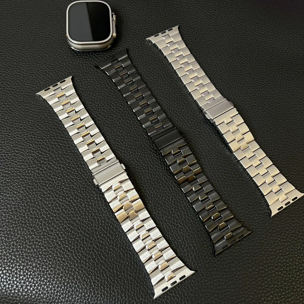 Luxury Bracelet For Apple Watch Ultra 2 1 49mm Series 9 8 7 45mm Titanium color Band For iWatch 6 5 4 se 3 44mm 42mm Steel Strap