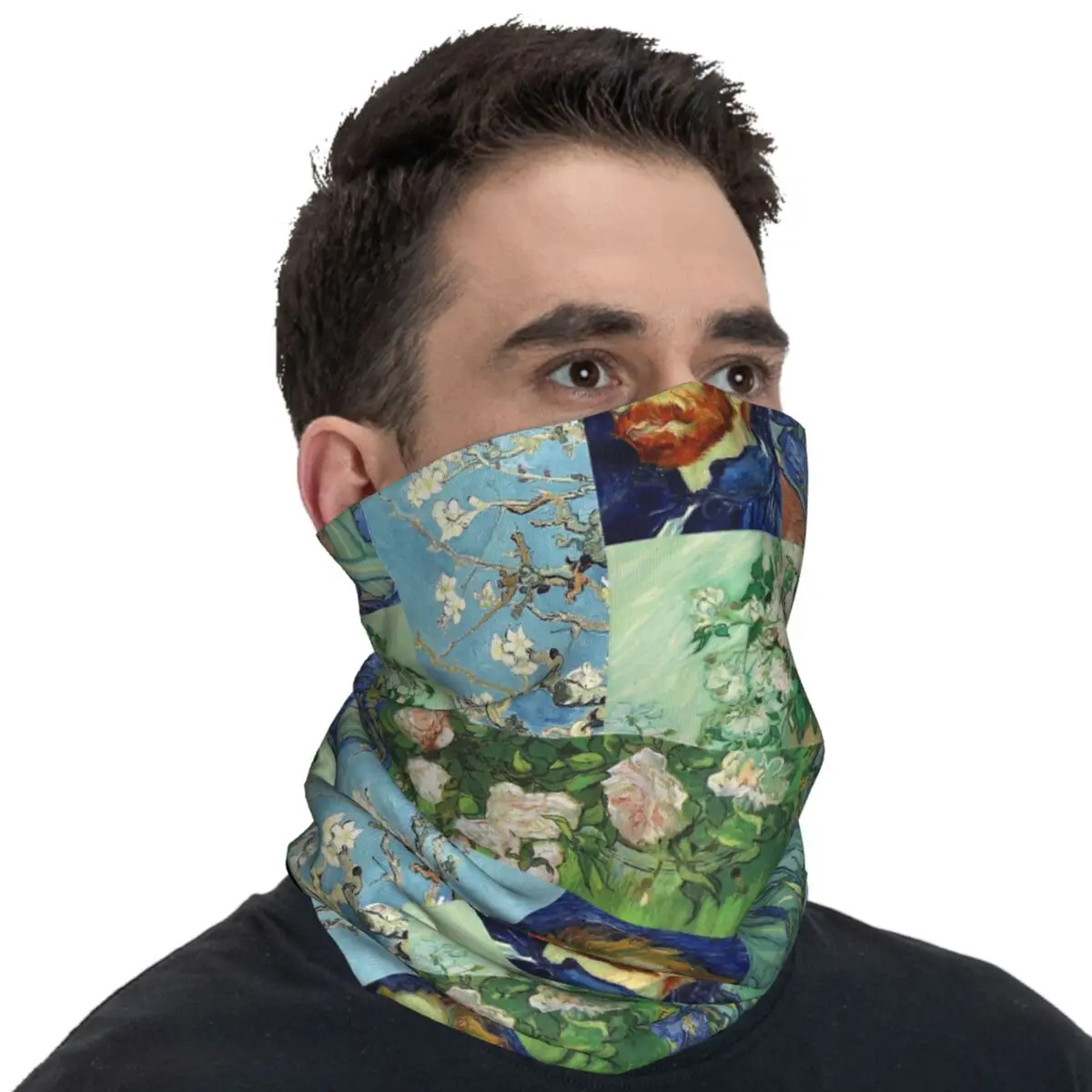 Collage Of Vincent Van Gogh Famous Bandana Fashion Punk Cycling Mask Protection Balaclava Pattern Soft Motorcycle Tactical Mask