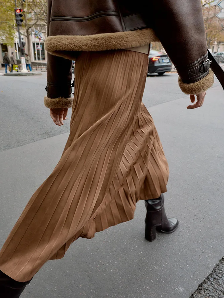 Winter 2025, neuer Damen-Midirock mit Samtstruktur und Gürtel, ethnisches Bühnenkostüm, faionable Ele Damenhose