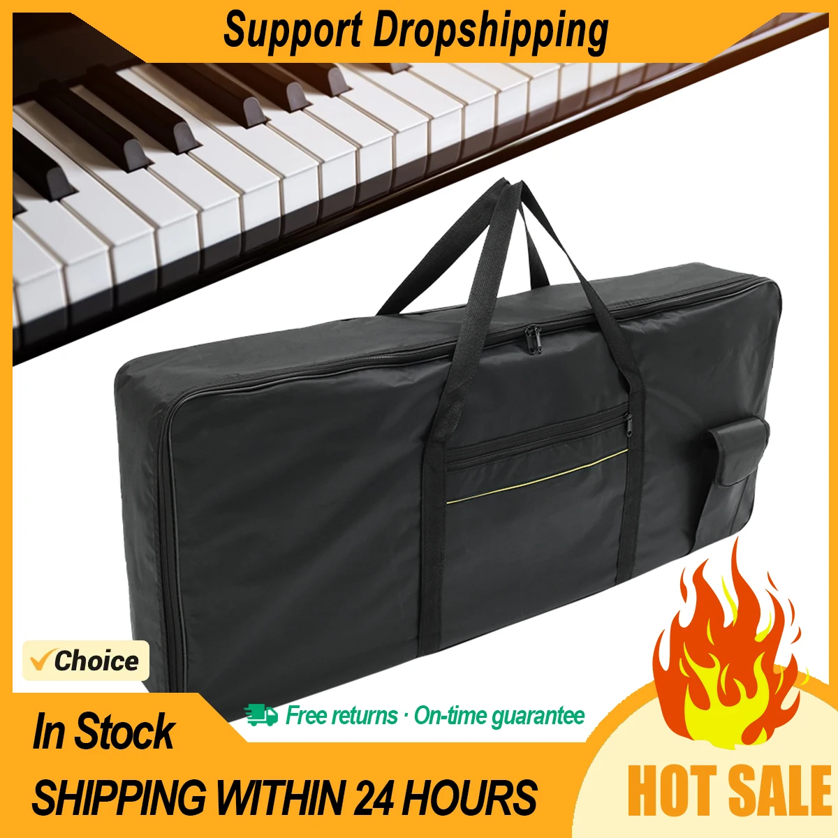 Electronic Organ Piano Cover Padded Case Keyboard Bag Instrument Protective Portable Shockproof Waterproof 100x40cm 61 Keys