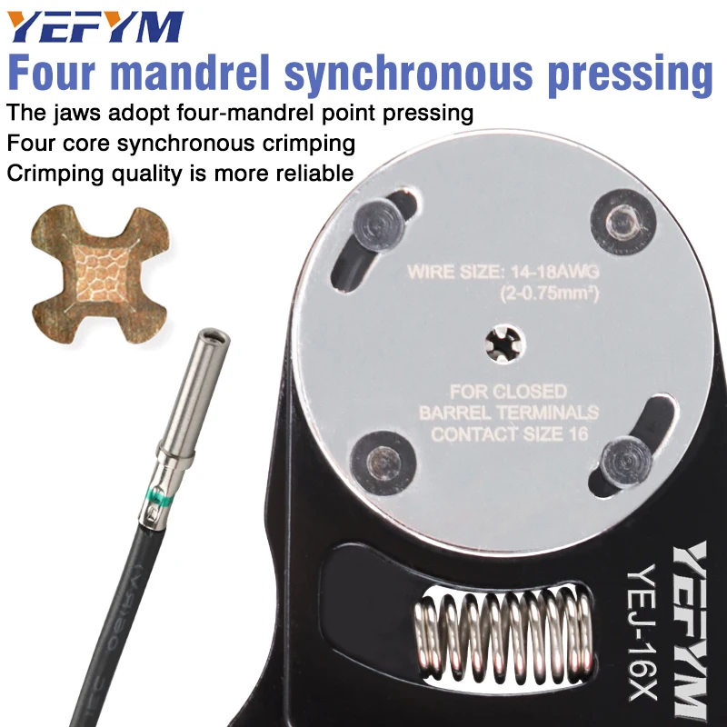 Deutsch Crimp Tool,YEJ-12X/16X/20X Closed Barrel Crimper: 4-Way Indent Connector Crimping Tool for Deutsch Solid Contacts Pliers