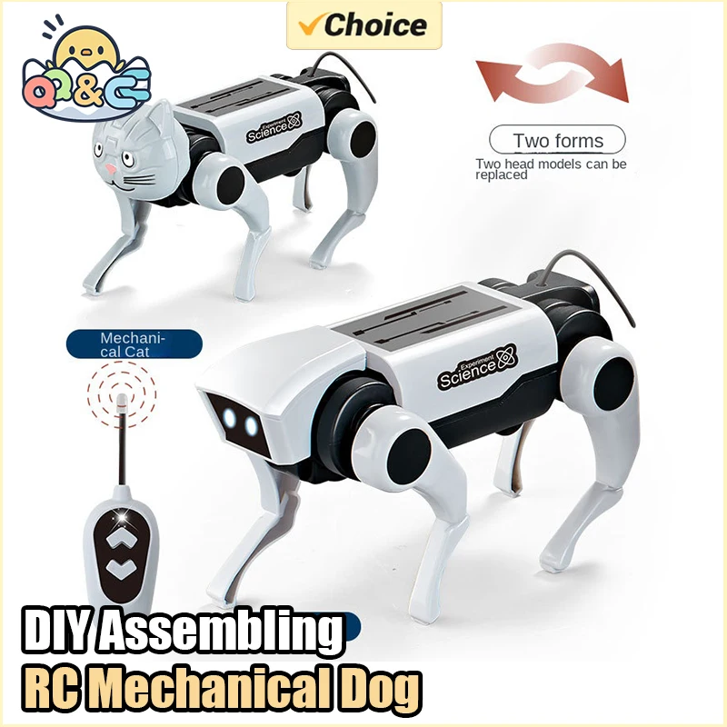 

Children's Remote Control Mechanical Dog RC Animals Toy Science Teaching DIY Assembling Model Electric Set Toys for Kids Gifts