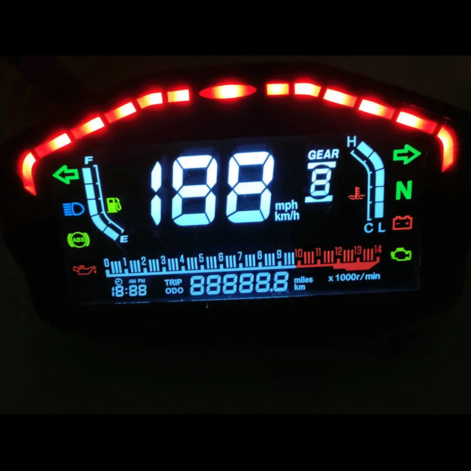Universal Motorrad LED LCD Tachometer für BMW Honda Ducati Kawasaki Yamaha 1 2 4 Zylinder Moto Digital Kilometerzähler Armaturenbrett