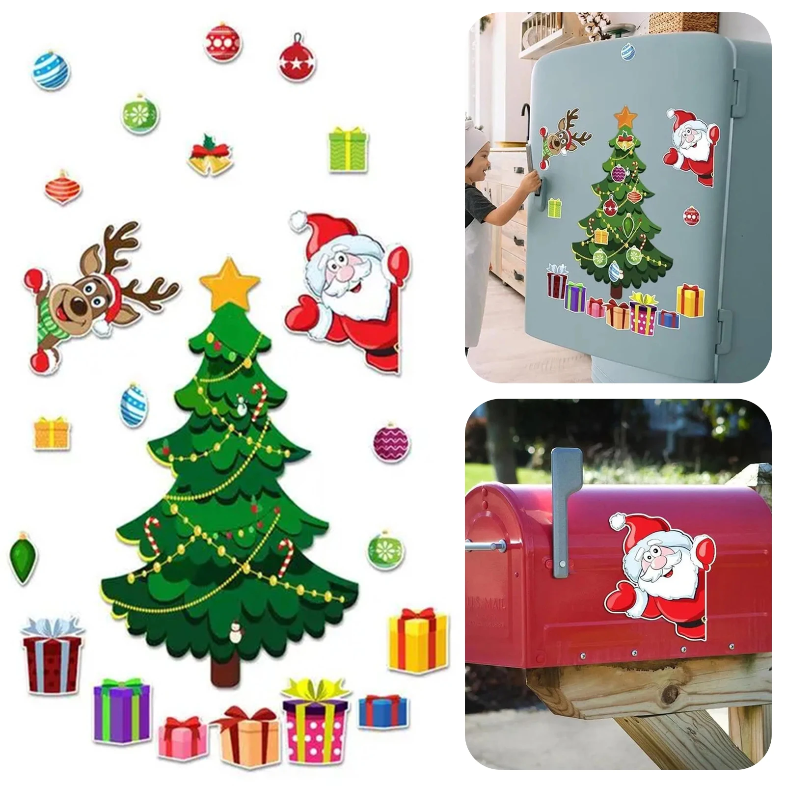 1 Set Christmas Themed Fridges Stickers Strong Magnetism, Stays Firm On Metal Surfaces Festive Office Home Kitchen Decoration