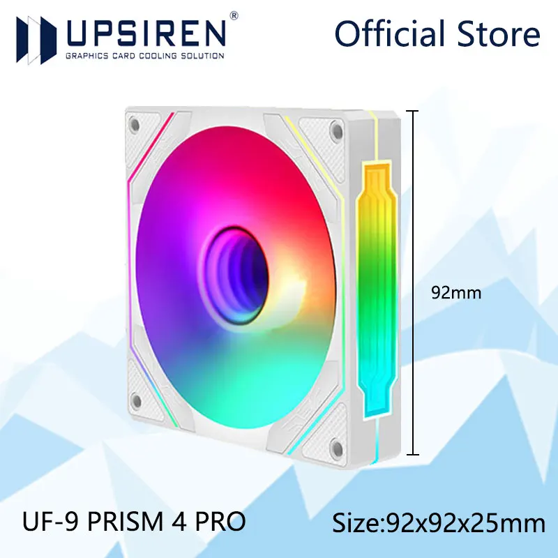 UPSIREN UF-9 PRISM 4 PRO Computer Chassis Fan 92mm ARGB 4 Pin PWM Quiet Cooling Fan 12V Large Air Volume 40CFM/800-2500RPM