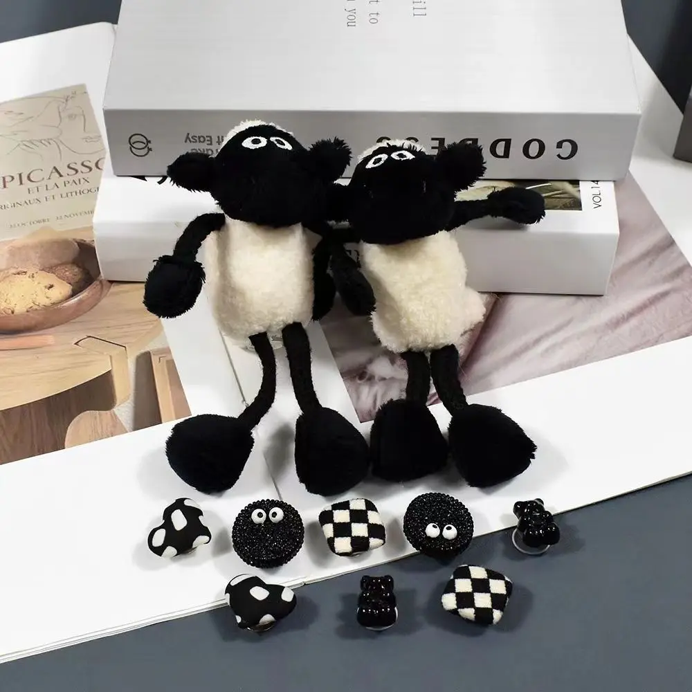 Black and White Sheep Series Lovely Clogs Jeans Cute Footwear Decoration DIY Popular Adornment for Clogs Sandals Christmas Gift