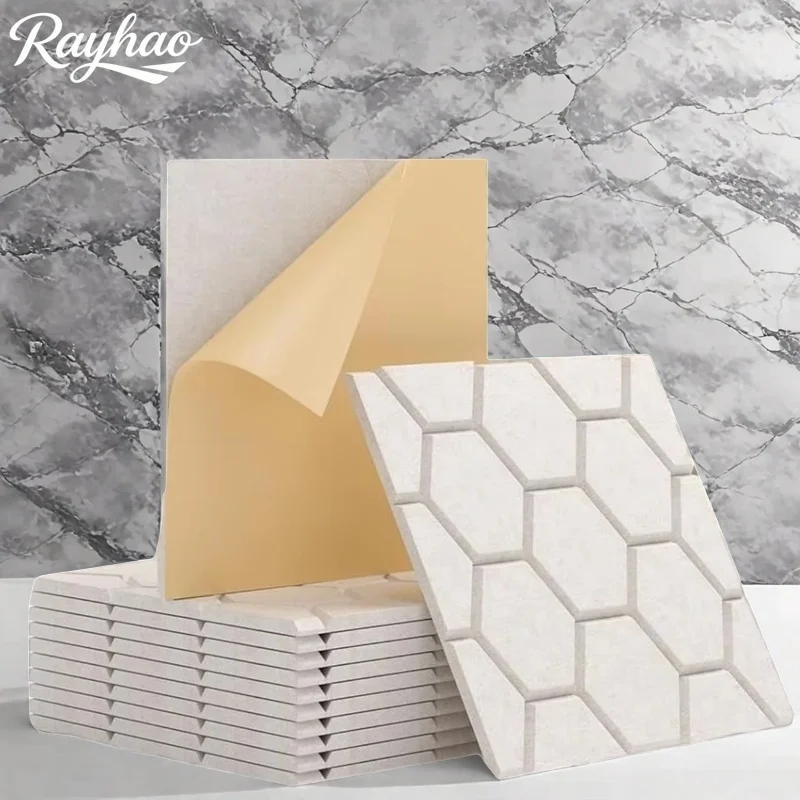 Acoustic Panels Self-adhesive Felt Wall Boards Silent Sound Insulation Noise Reduction Honeycomb Texture Acoustic Felt Panels