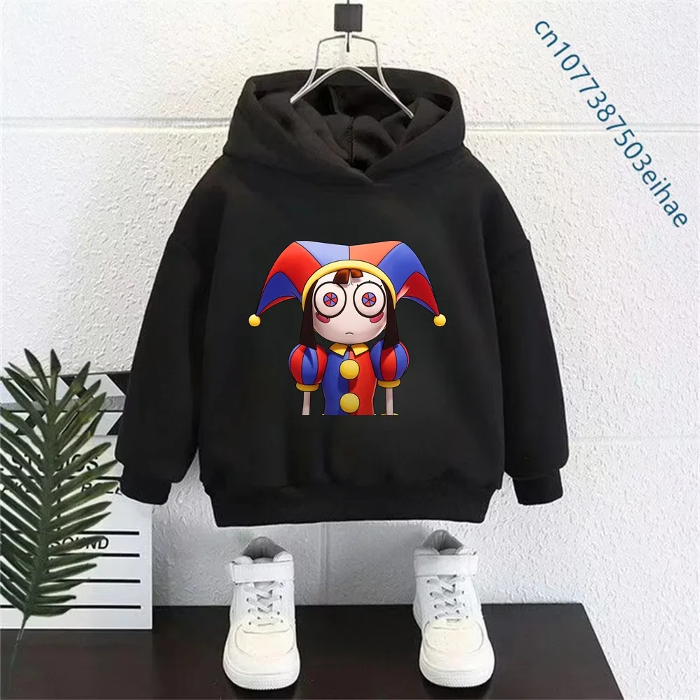 Harajuku Y2K Style Children Hoodie The Amazing Digital Circus Neon Cartoon Print Loose Long Sleeve Boys Girls Daily