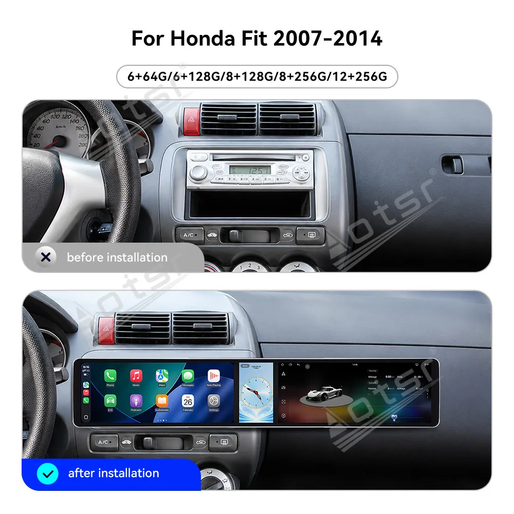 Triple Screen Android Radio For Honda Fit Jazz GE6 GE8 2007~2014 Car Multimedia Player GPS Navigation CarPlay Auto Head Unit