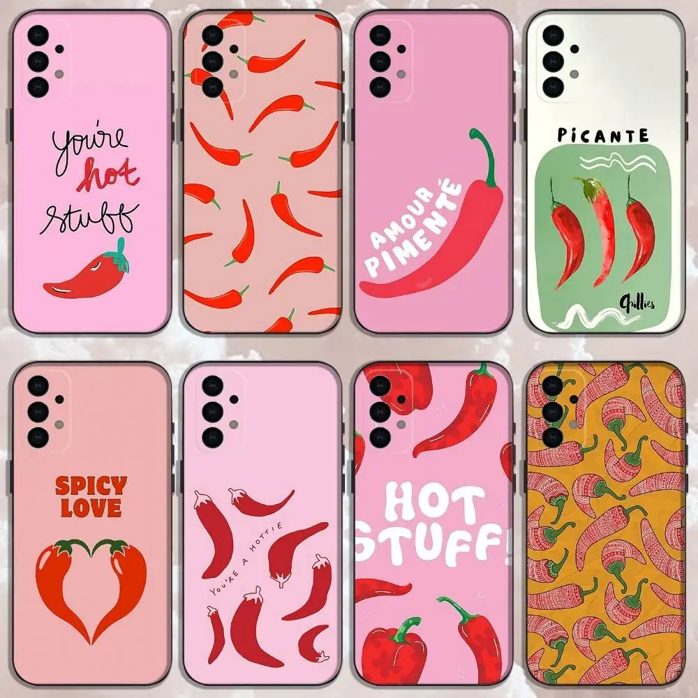 

Chili red Phone Case For Samsung Galaxy A13,A21s,A22,A31,A32,A52,A53,A71,A80,Soft Black Shell