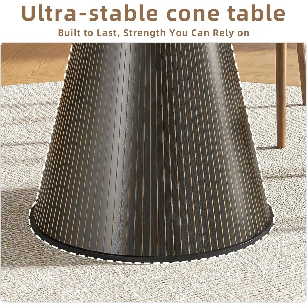 Small Round Farmhouse Style Dining Table for 4, 47 Modern Wooden Circle Kitchen Table