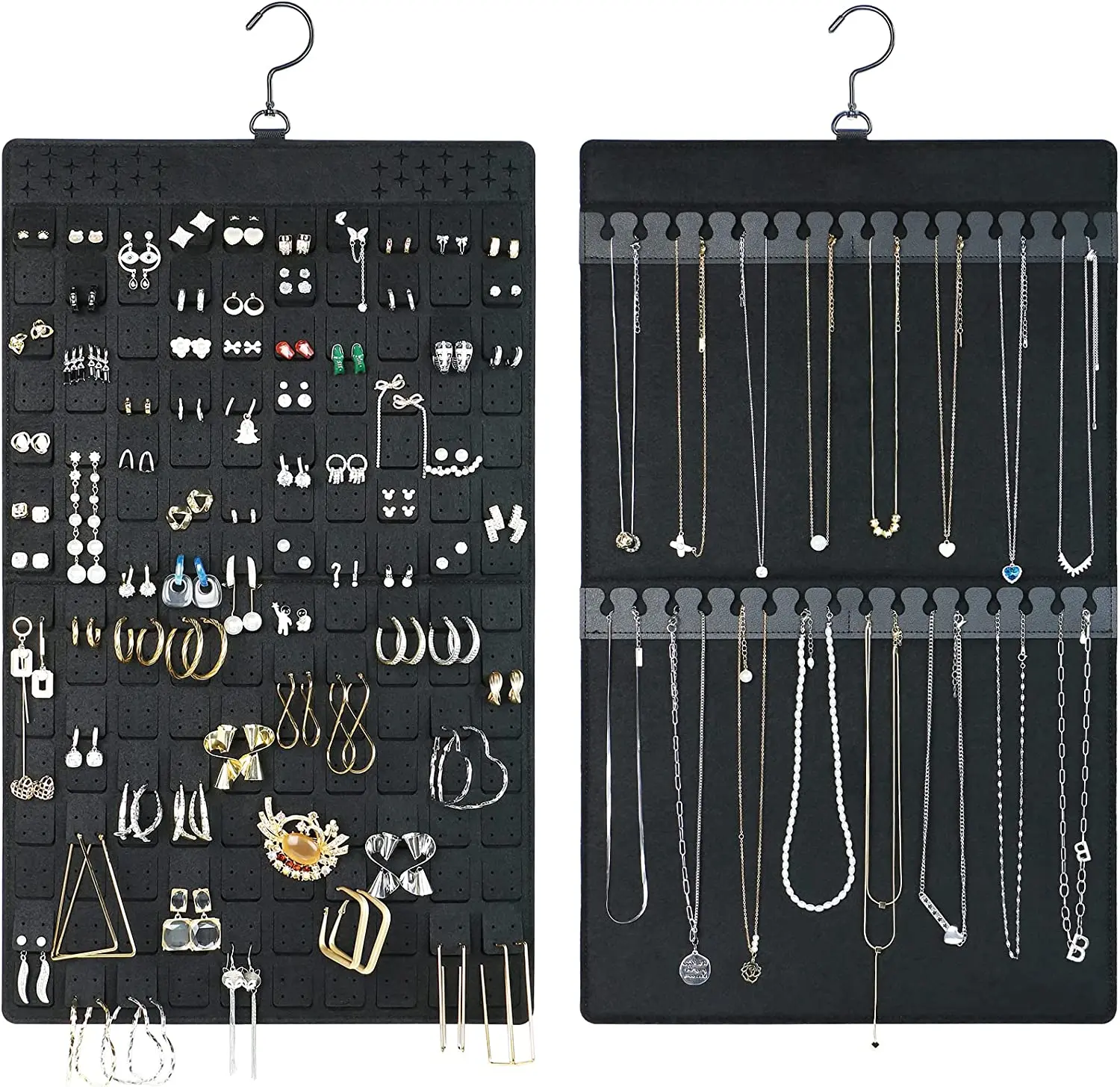 150 Pocket Necklace Bracelet Earring Jewelry Hanging Accessories Double Sided Display Wardrobe Organizer Storage Transparent Bag