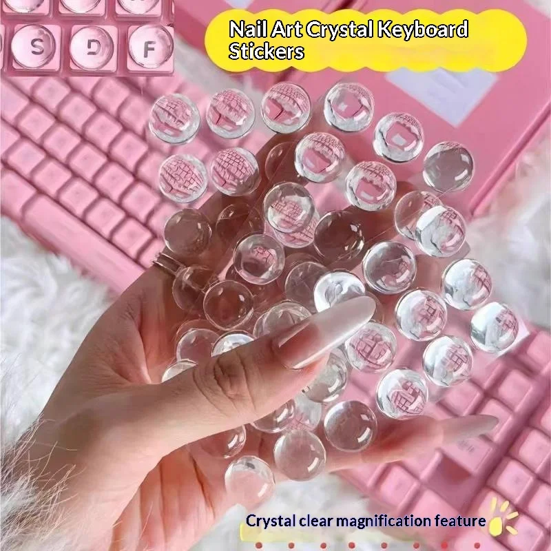 100Pcs Large Letter Keyboard Stickers Raised Pad Long Nail Friendly Waterproof for Office Home Desktop Laptop Typing Use