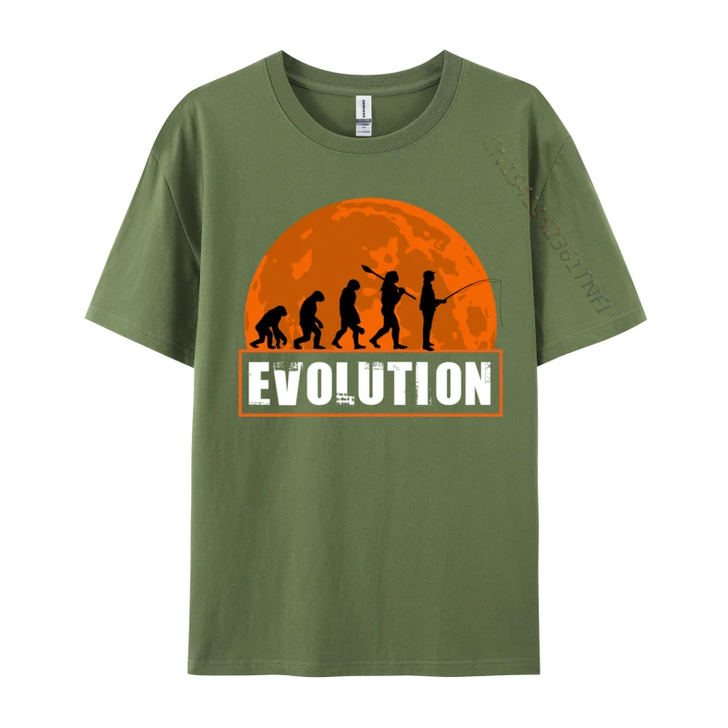 Evolution Of Man Human Fishing Evolution Tops T Shirt For Men Fashionable T-Shirts Retro Tops Shirts Men Clothing