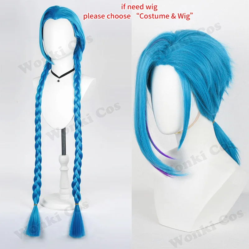 غامض Jinx تأثيري حلي شعر مستعار أنيمي Jinx تأثيري أحذية أحذية لفتاة النساء دور اللعب ملابس كرنفال الحفلات #5